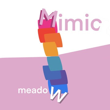 Rainbow colors with mimic at the top and meadow at the bottom. 