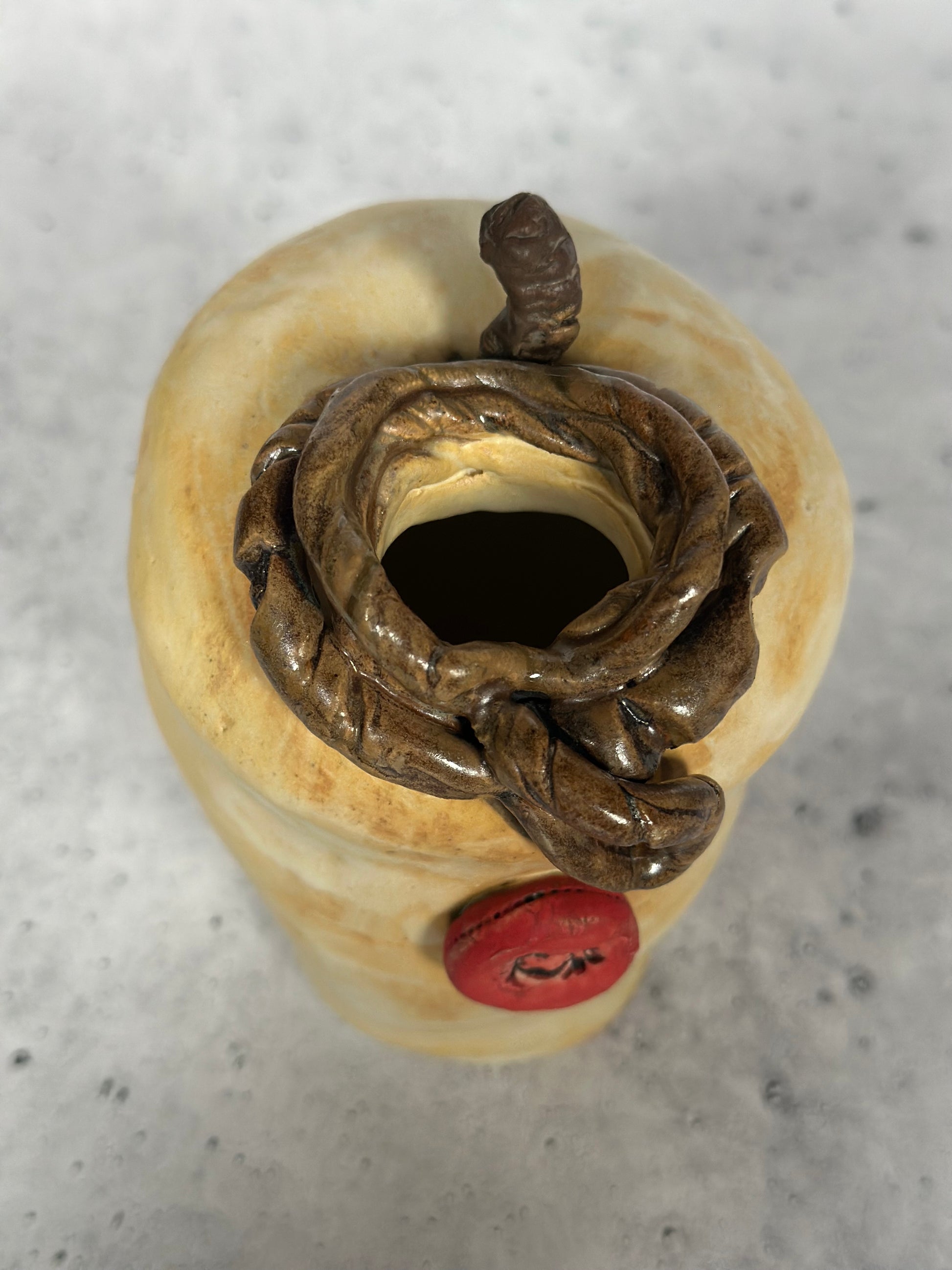 Golden apple tiki mug top view